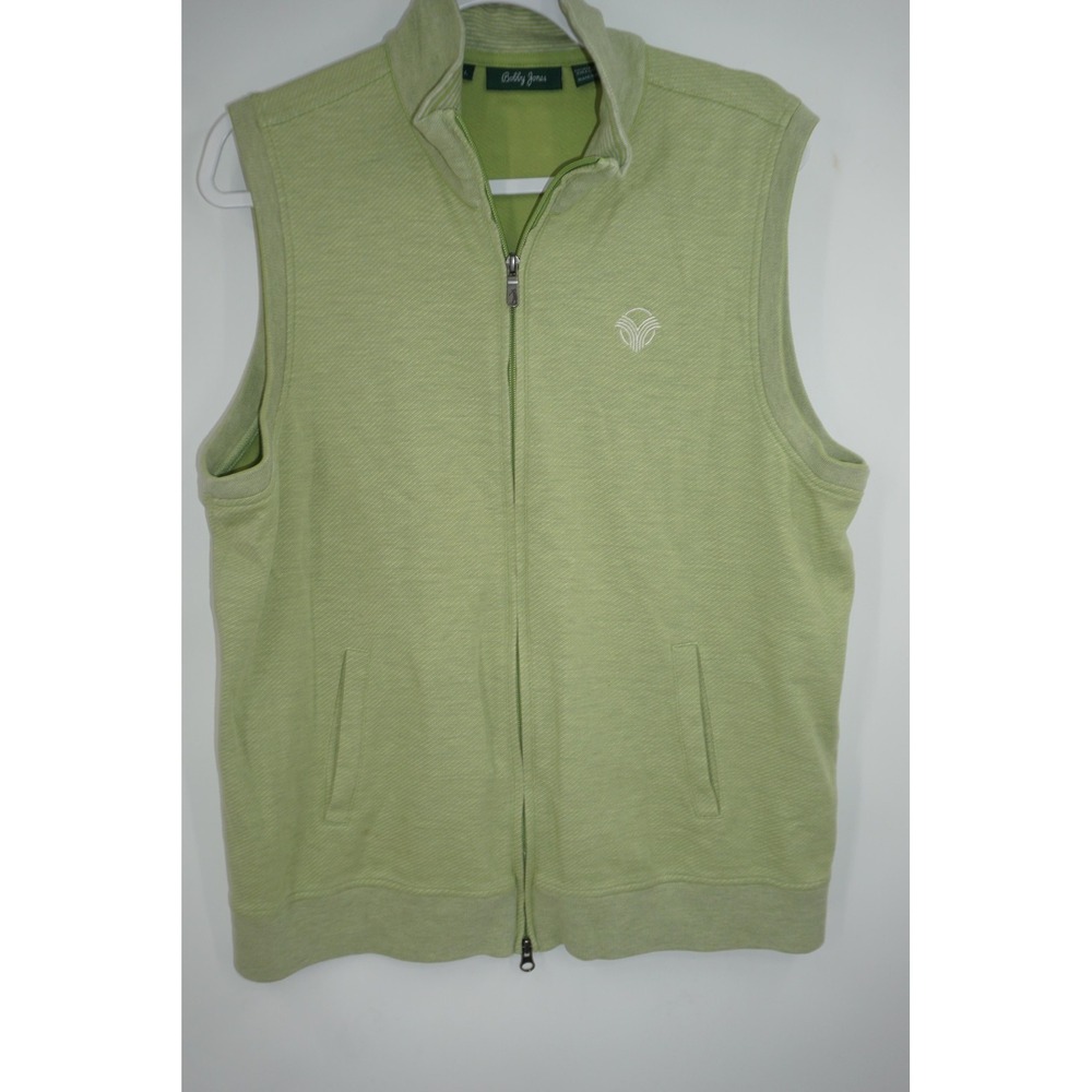 Bobby Jones Vest Mens Large Green Full Zip Pima Cotton Golf Vintage Club